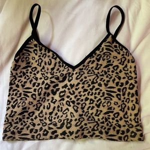 Forever 21 Cheetah Print Cropped Tank Size Small